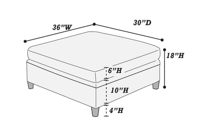 Wooden Legs Ottoman - Grey