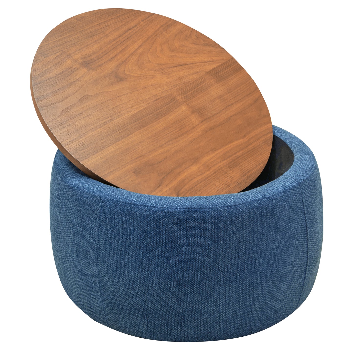 Versa Round Storage Ottoman Table - Navy Blue