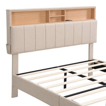 Alvin Full Size Platform Bed Frame - Beige