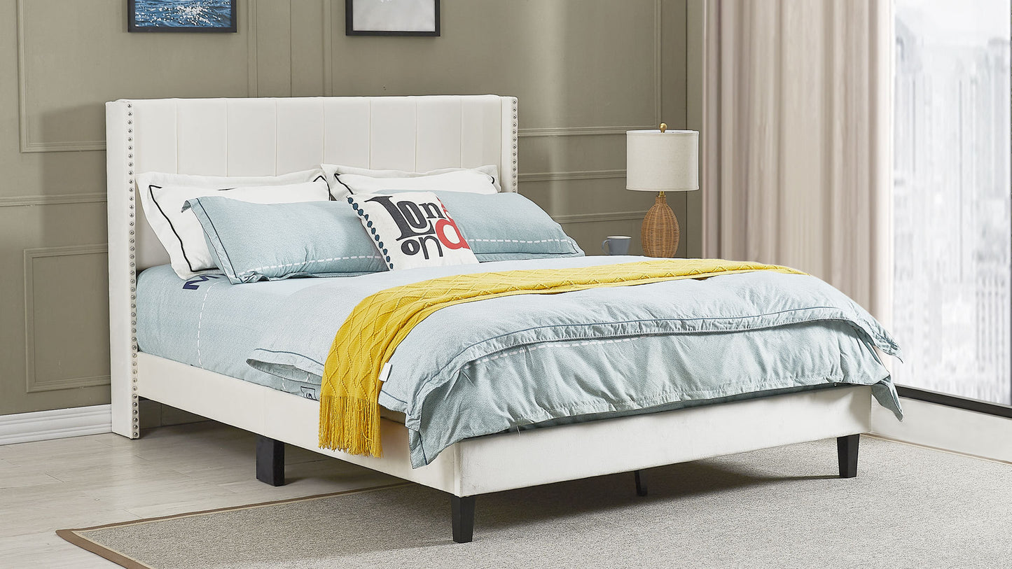 Bazu Queen Size Platform Bed Frame - Beige