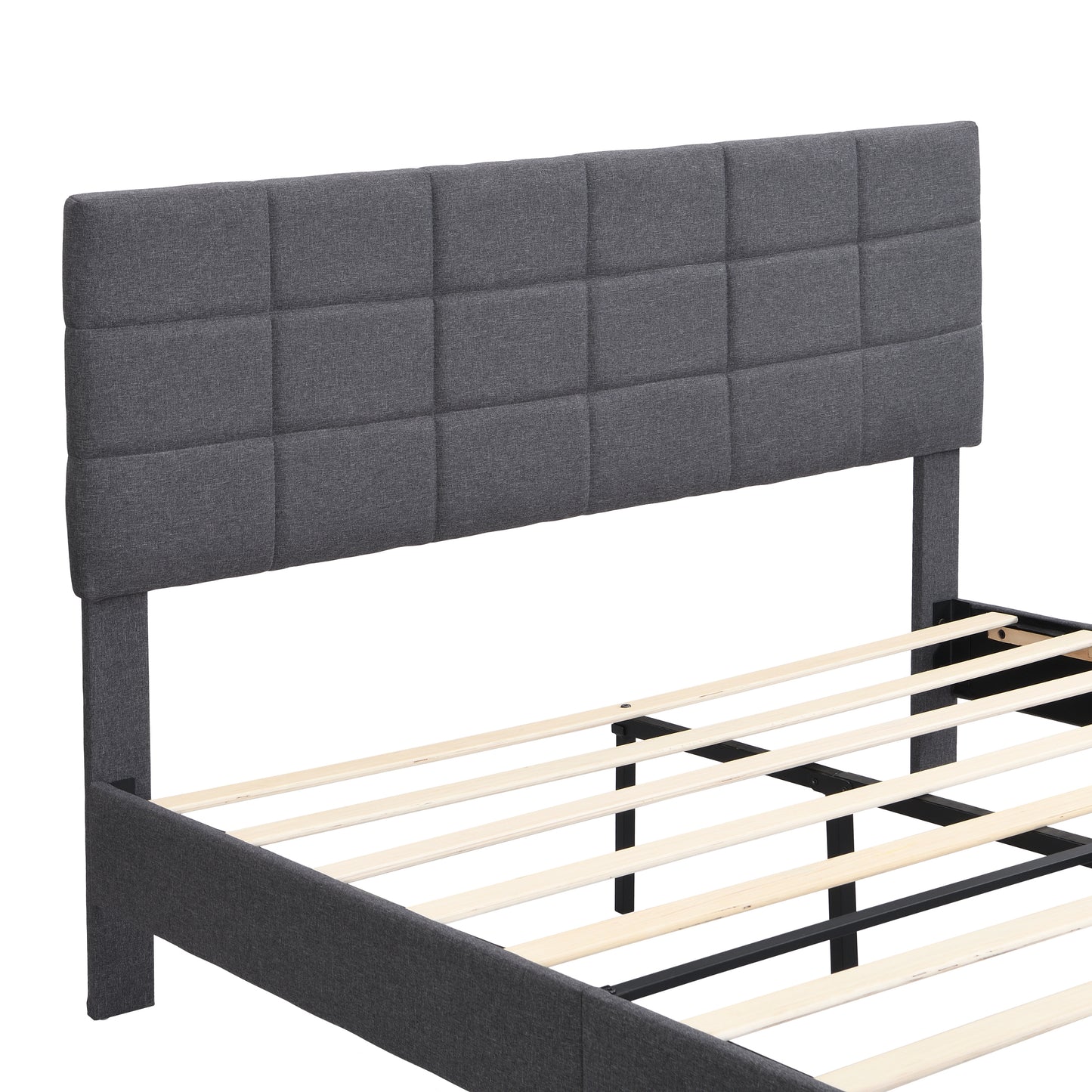 Elegant Queen Size Platform Bed Frame - Gray