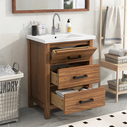Freestanding Bathroom Vanity Cabinet with  Ceramic Basin Sink