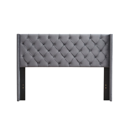EleganceRest Velvet Winged Queen Bed