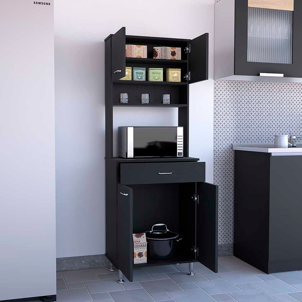 Pure Kitchen Pantry with Countertop - Black