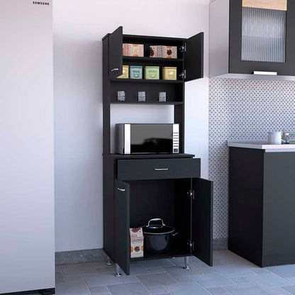 Pure Kitchen Pantry with Countertop - Black