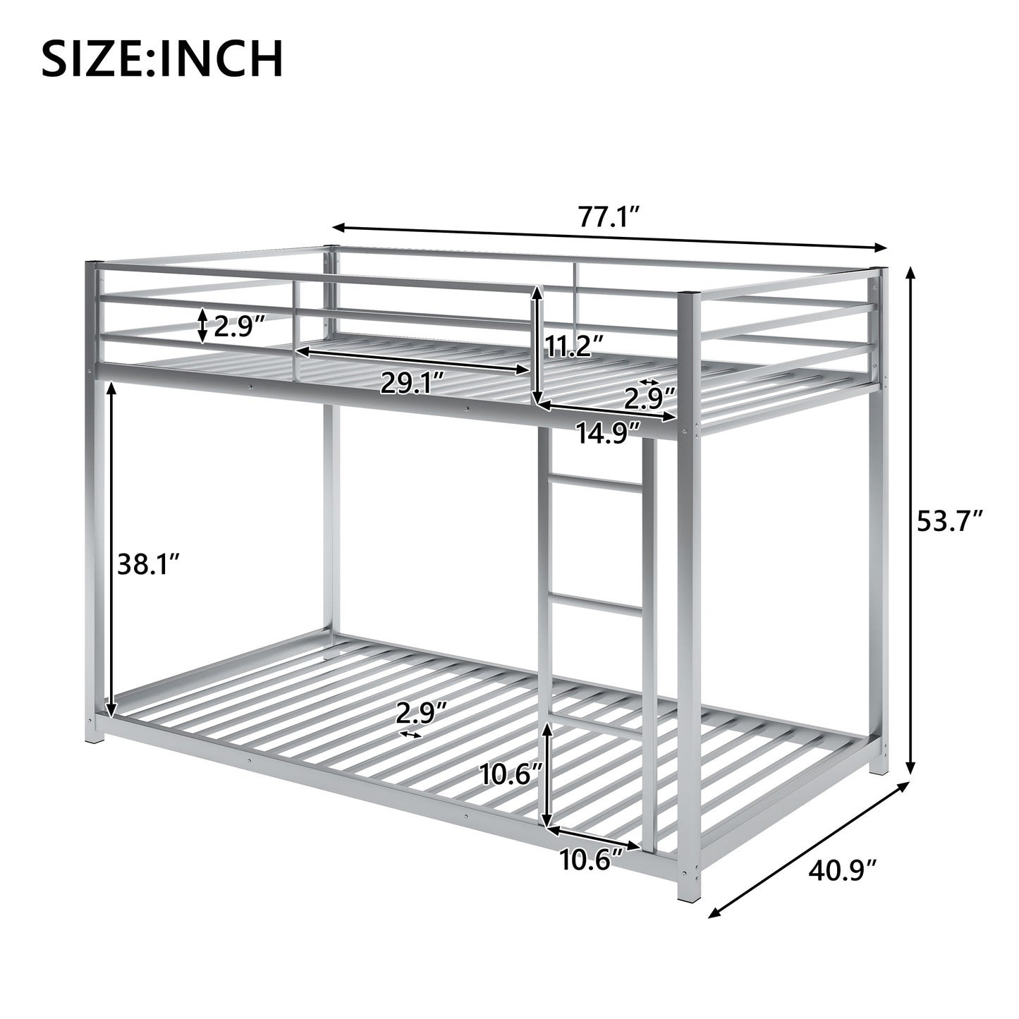 Silver Skyline Twin Bunk Bed
