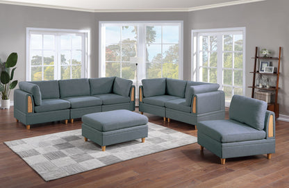 Wooden Legs Ottoman - Grey