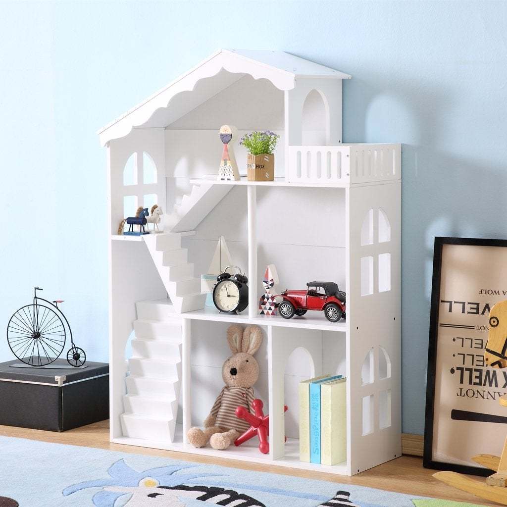 Big Dollhouse Bookcase Shelf Storage - White
