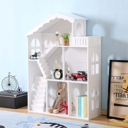 Big Dollhouse Bookcase Shelf Storage - White