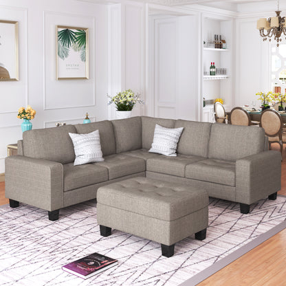 OrisLux Sectional Lounge: Ultimate Space-Saving Sofa with Ottoman & Cup Holders