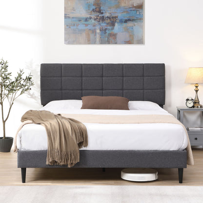 Elegant Queen Size Platform Bed Frame - Gray