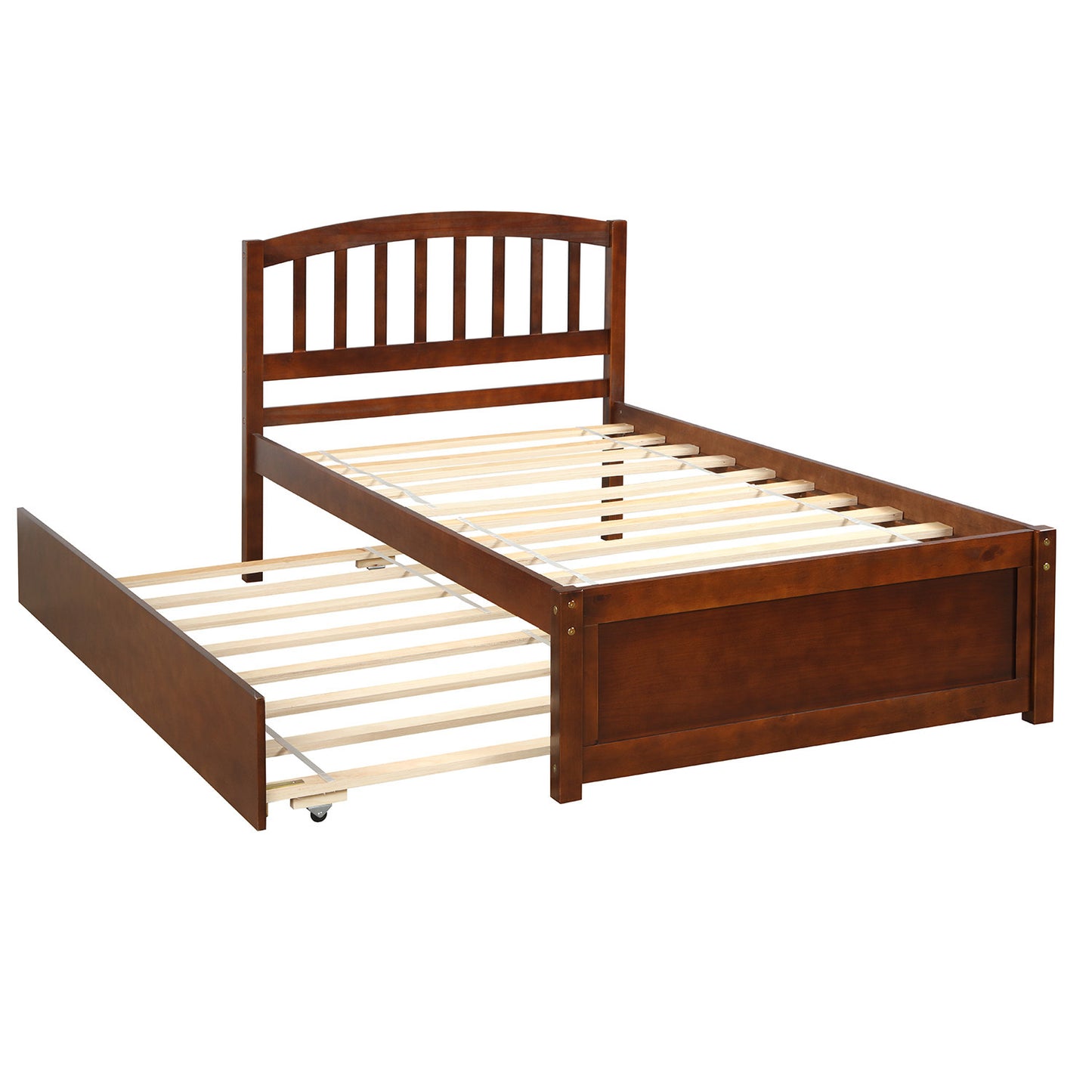 Walnut Dream Twin Platform Bed with Trundle