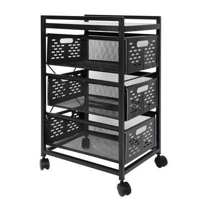 Mesh Steel Office File Cabinet - Black