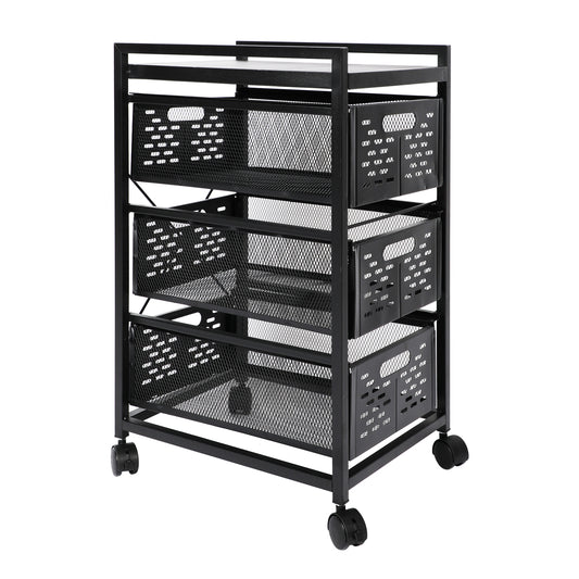 Mesh Steel Office File Cabinet - Black