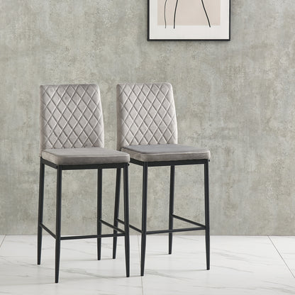 WilliamVelvet Bar Stool - Light Gray Set of 2
