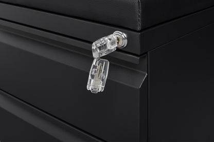 Swift Lock Mobile Storage Cabinet With Leather Cushion - Black