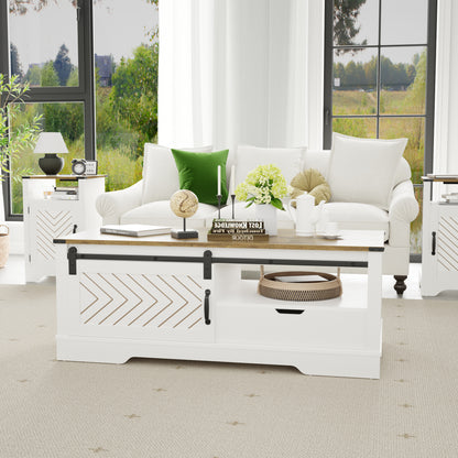 Barnwood Coffee Storage Table - White & Oak