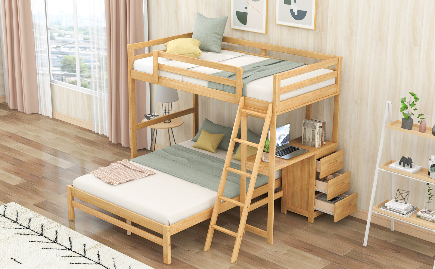 Nature's Haven Twin Full Desk Bed