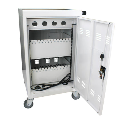 Mobile Charging Cart and Cabinet With Combination Lock - White