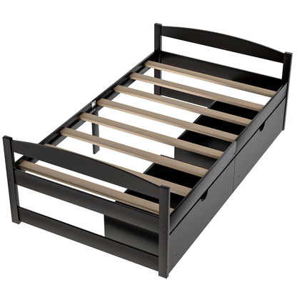 Espresso Dream Twin Platform Bed with Dual Drawers