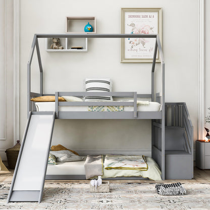 Slide and Store Twin House Bunk Bed