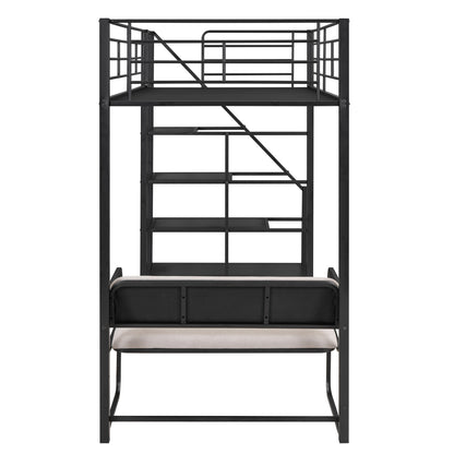 Black Beauty Loft Bed With Bench