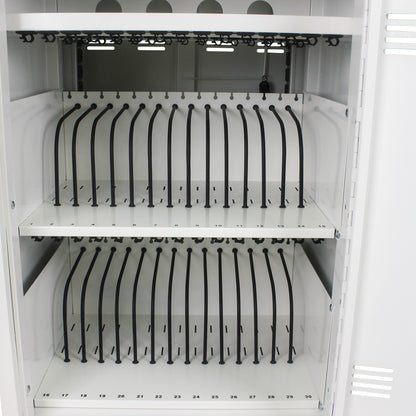Mobile Charging Cart and Cabinet With Combination Lock - White