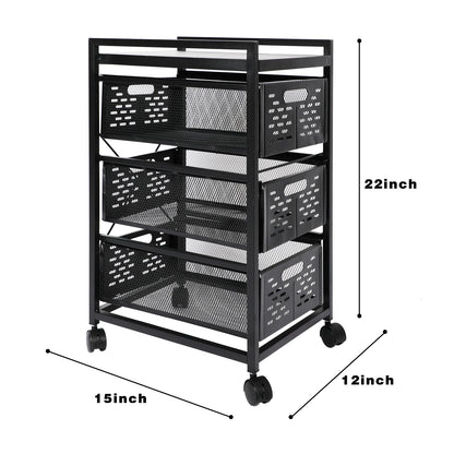 Mesh Steel Office File Cabinet - Black