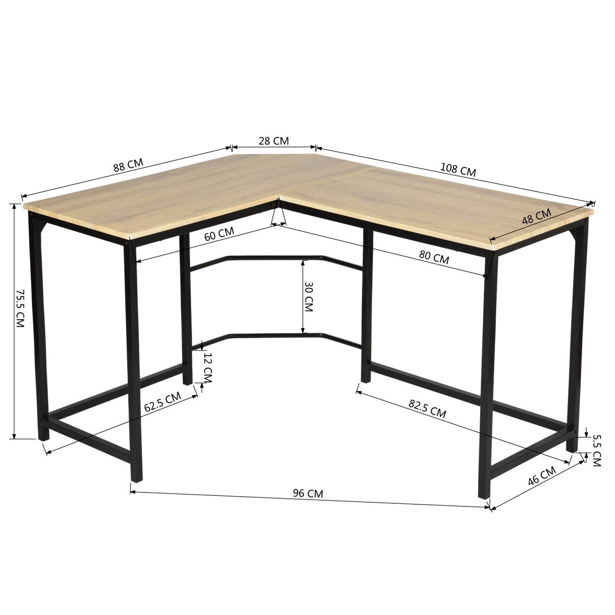 L Shaped Computer Wood Desk