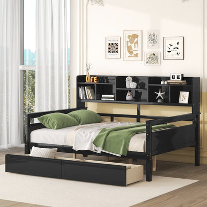 Ozi Full Size Metal Daybed with 2 Drawers - Espresso