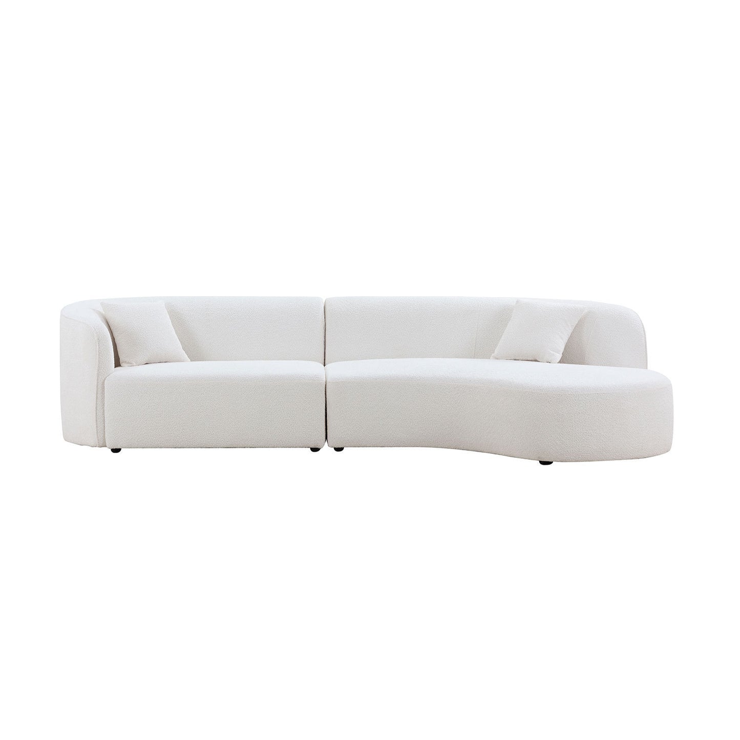 Elegance Curve Boucle Sectional Sofa - White