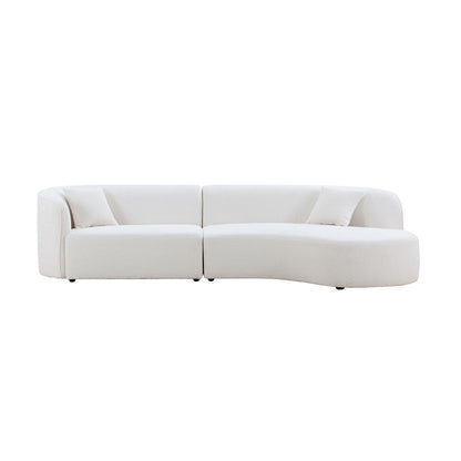 Elegance Curve Boucle Sectional Sofa - White