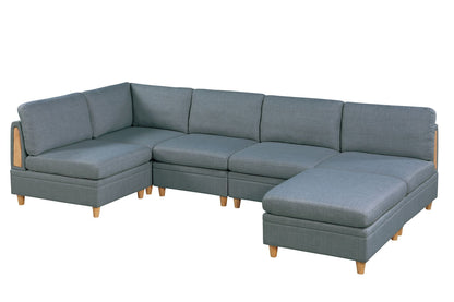 Wooden Legs Ottoman - Grey