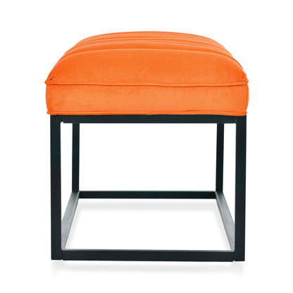 Metal Base Upholstered Bench - Orange