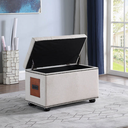 Tufted Storage Ottoman with Charging Station
