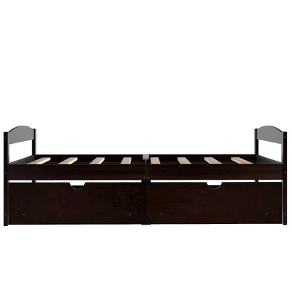 Espresso Dream Twin Platform Bed with Dual Drawers