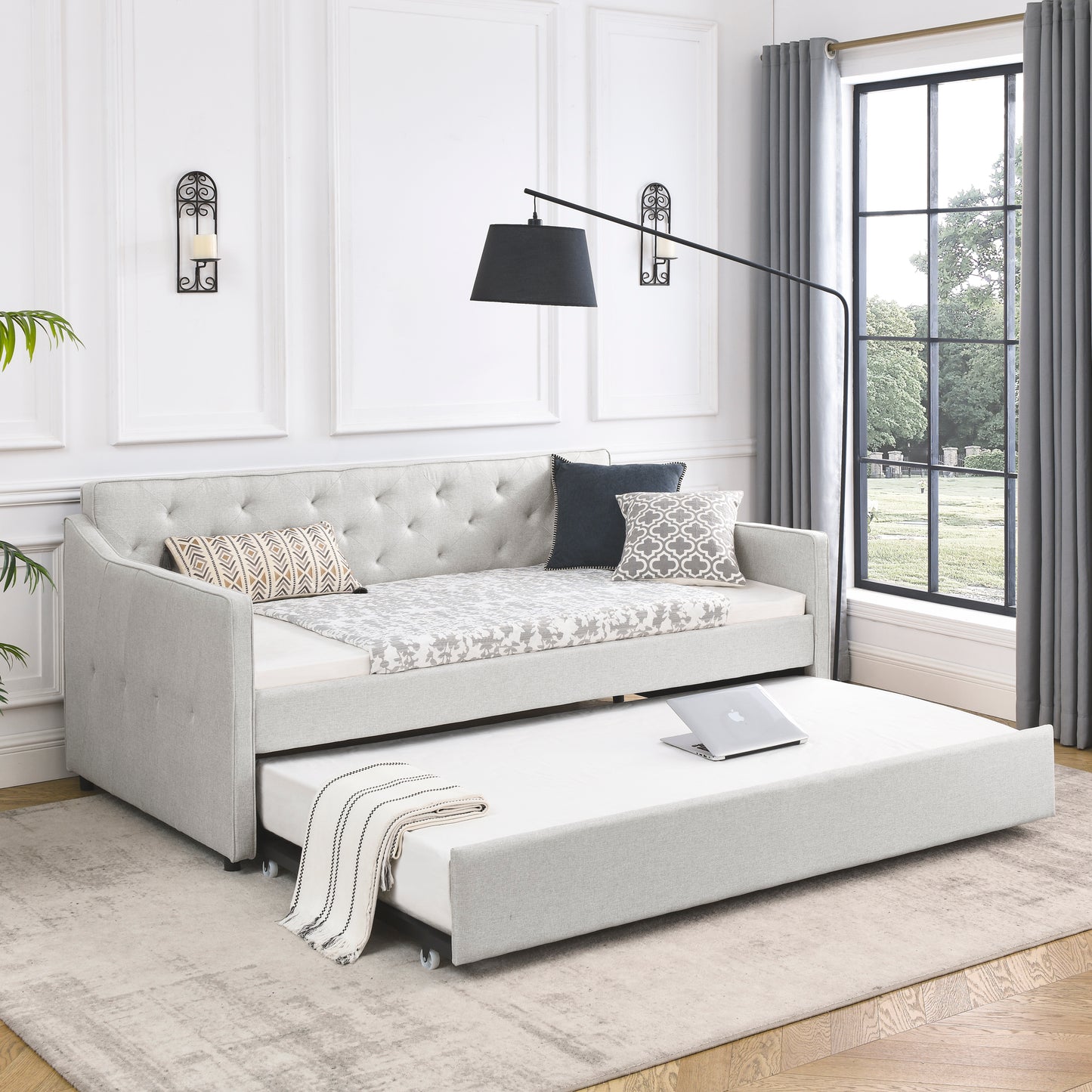 Hana Twin Size Daybed with Twin Size Trundle - Beige