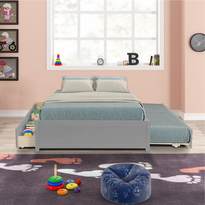 Trundle Max Twin Bed with Storage Drawers - Gray