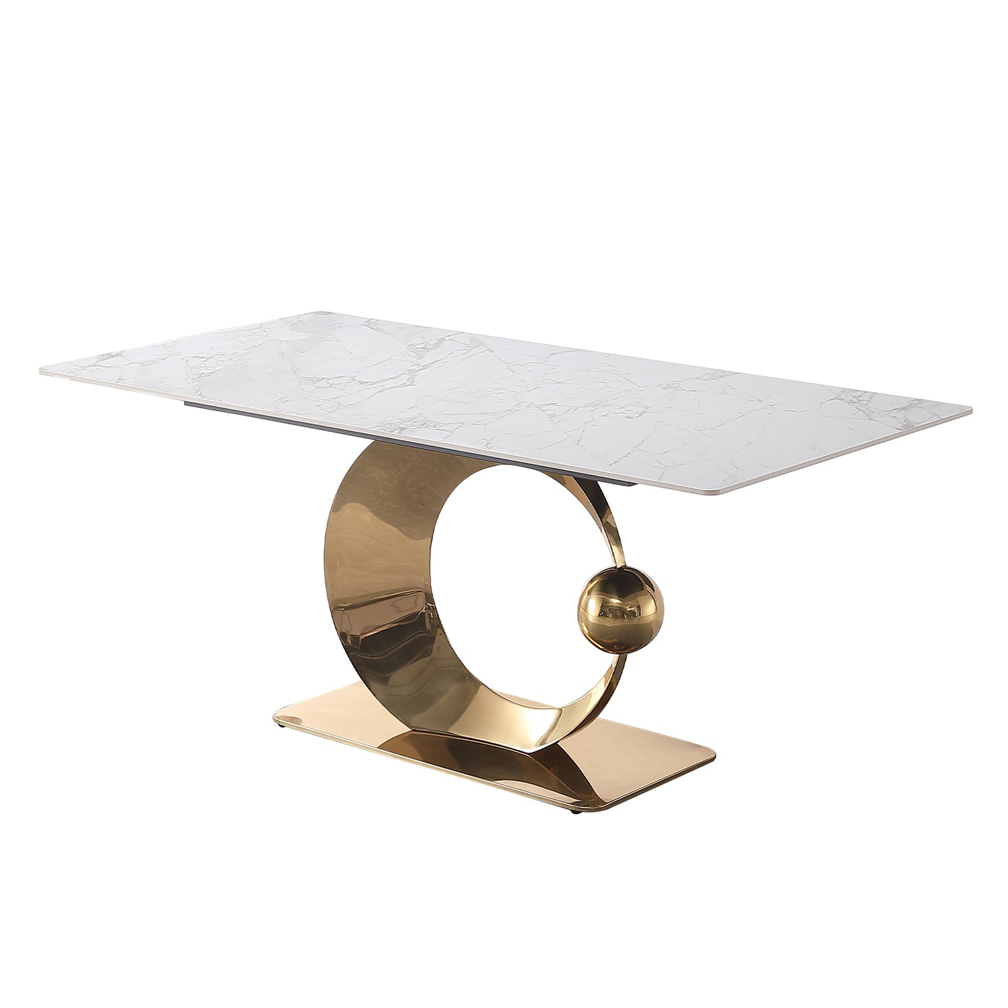 Elegant Stone Dining Set: Carrara White Edition