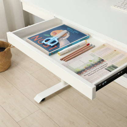 Standing Desk with Metal Drawer Adjustable Height (White Tabletop)