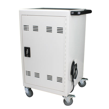 Mobile Charging Cart and Cabinet With Combination Lock - White