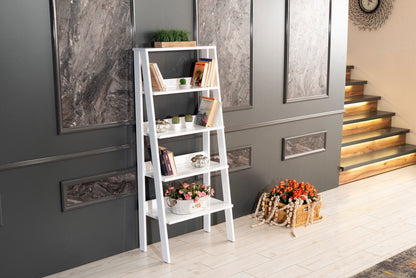 Otavio 5 Tier Modern Ladder Bookshelf - White