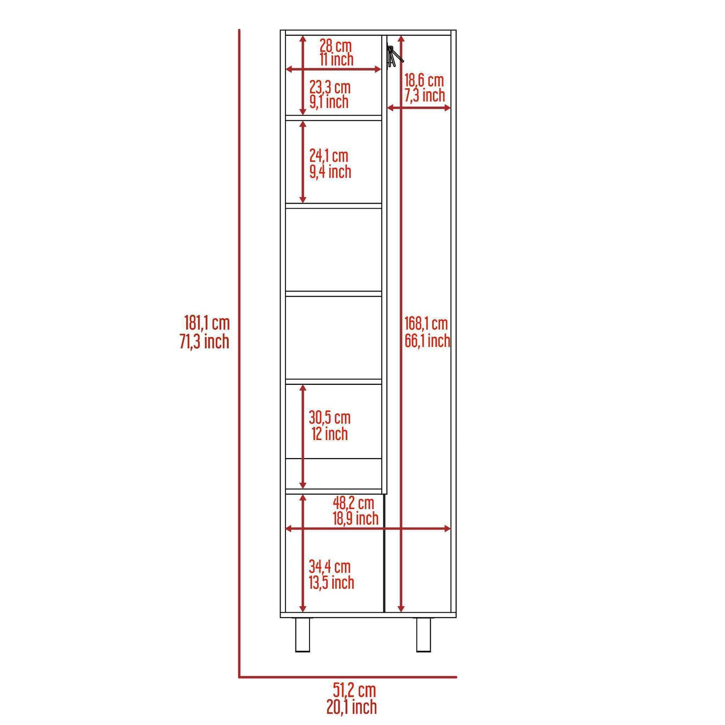 Halifax 2-Door Rectangle Closet Pantry  - White