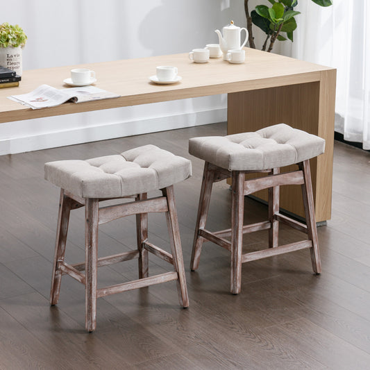 Farmhouse Counter Stools Height 25" -  Beige Set of 2