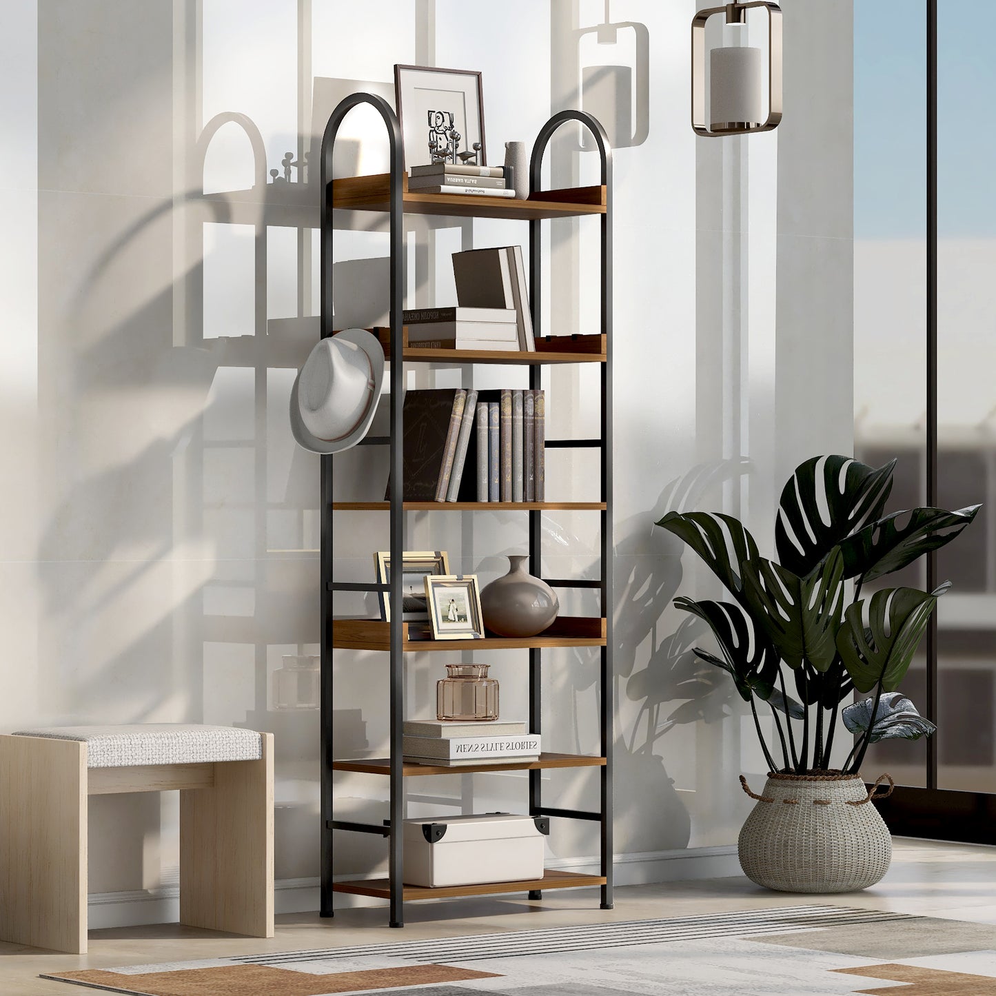 Tall Tower Bookcase - Brown