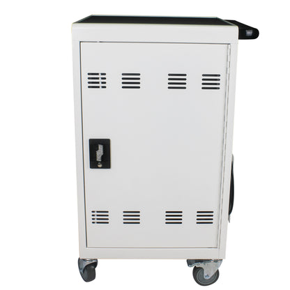 Mobile Charging Cart and Cabinet With Combination Lock - White