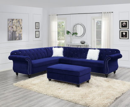 Cocktail Ottoman Wooden Legs - Blue