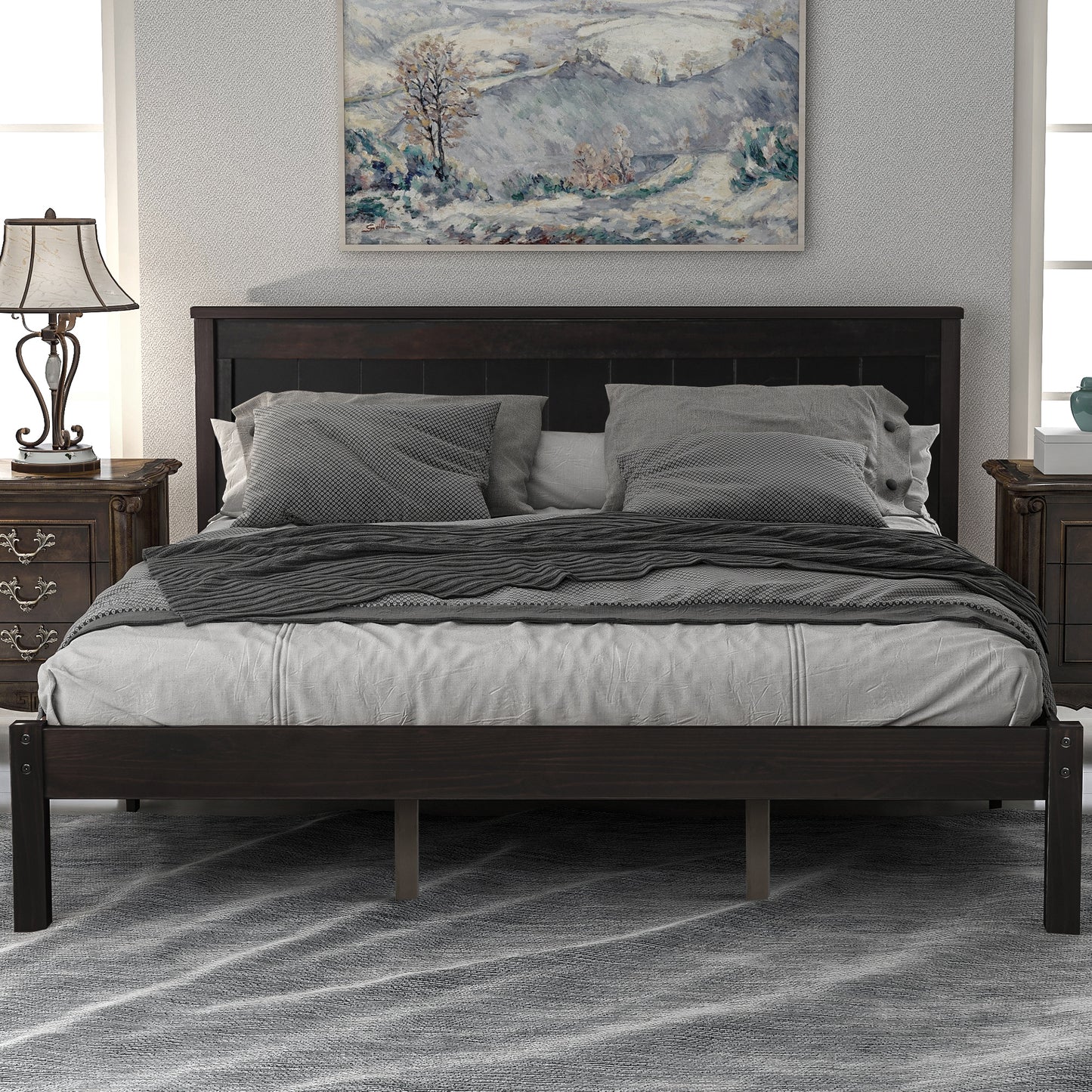 Rhoda Queen Size Platform Bed Frame - Espresso
