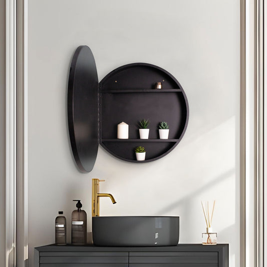 Round  Metal Framed Medicine Cabinet with Mirror