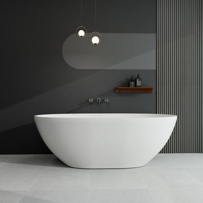 Mew 65" Solid Surface Freestanding Soaking Bathtub - Matte White